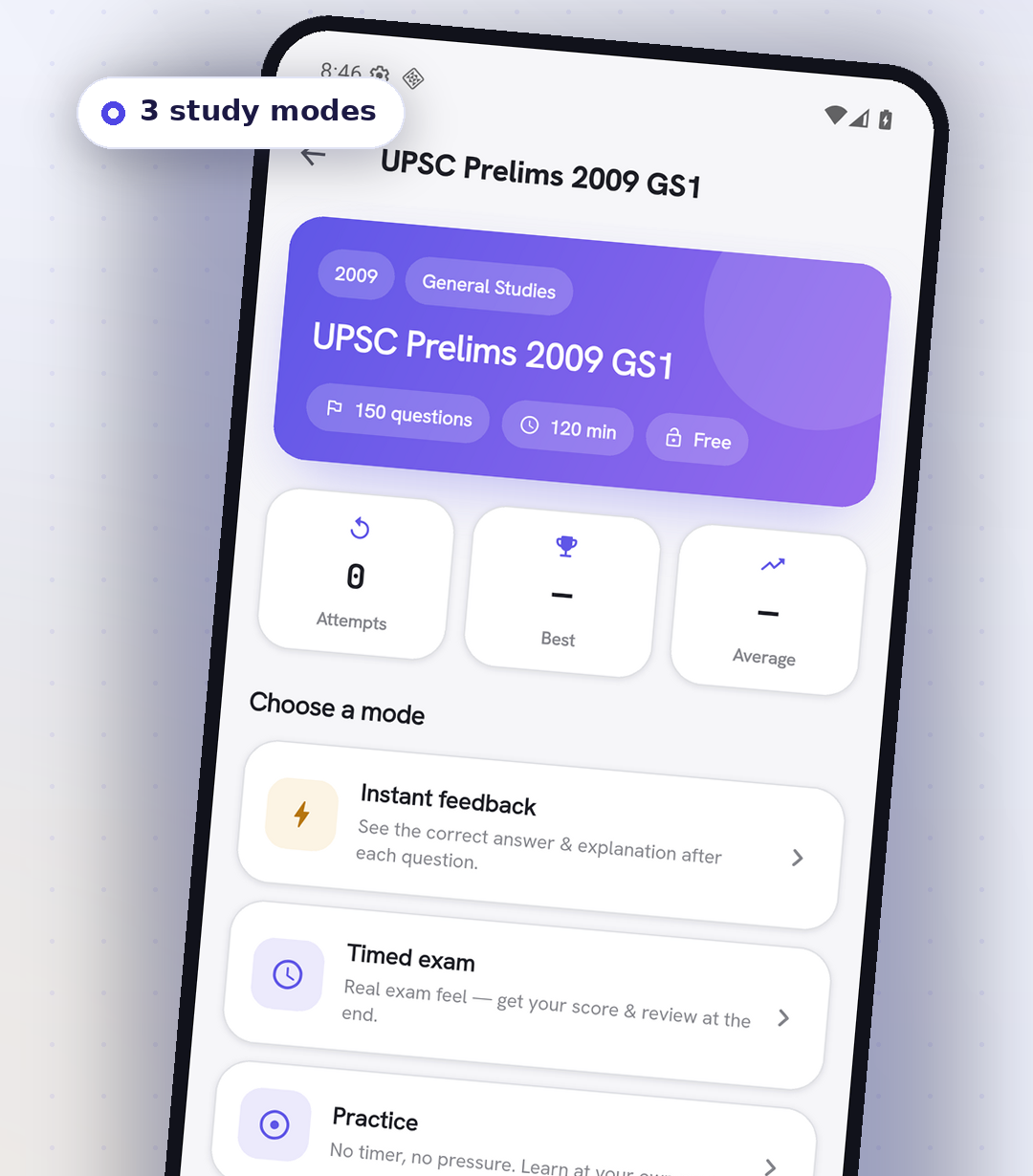 Choose a study mode